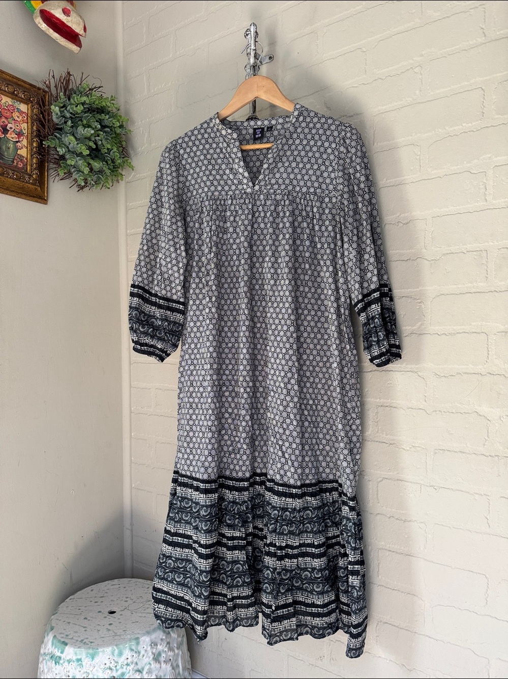 Anna sui uniqlo dress cotton boho small peasant style
